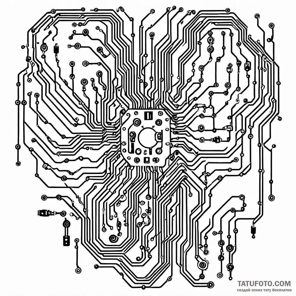 Circuit board pattern — эскиз тату (№1749774911_0, 13.06.2025 00:35) — Tatufoto.com