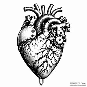 Mechanical heart - эскиз тату (№1749774974_0, 13.06.2025 00:36) — Tatufoto.com
