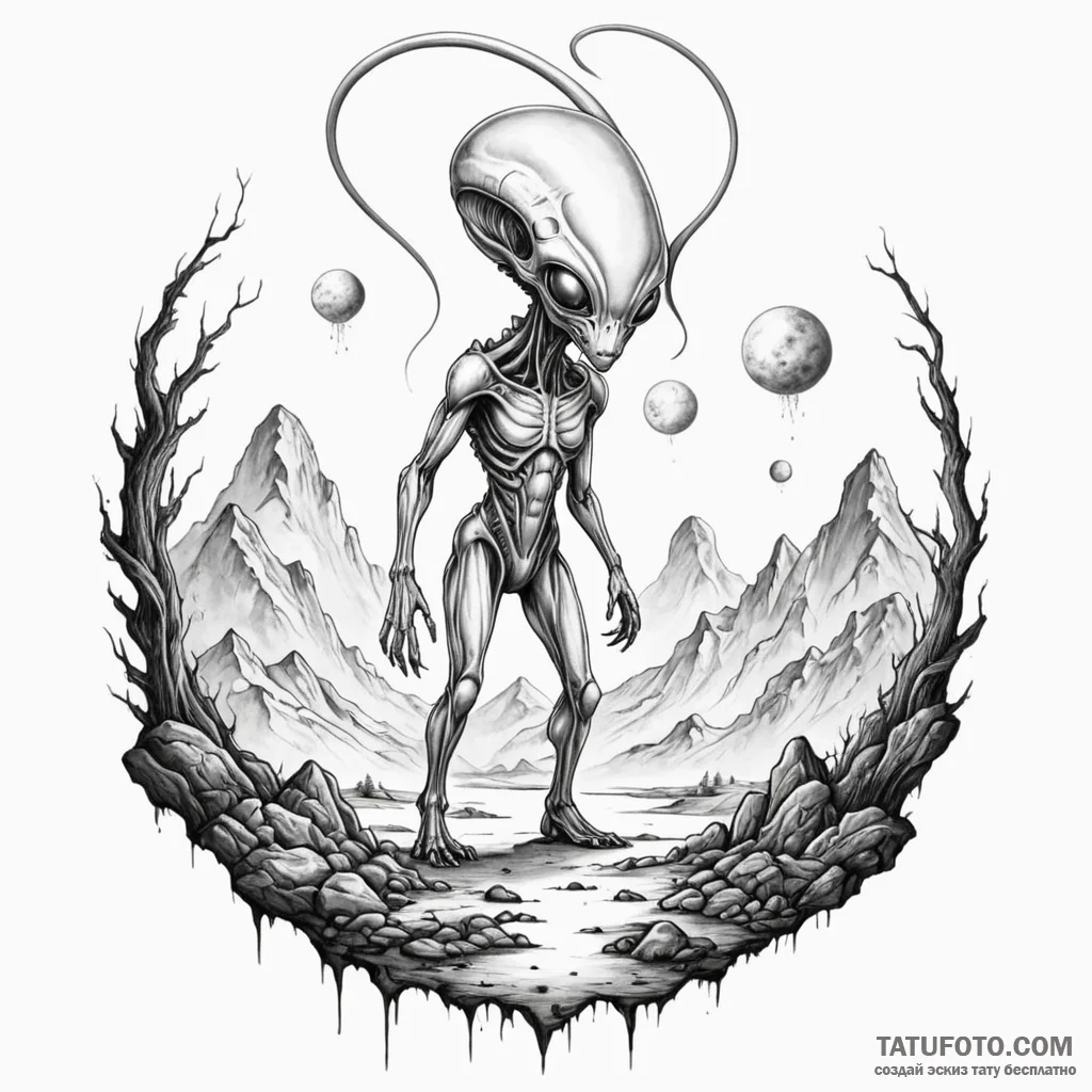 Alien landscape — эскиз тату (№1749775297_0, 13.06.2025 00:41) — Tatufoto.com
