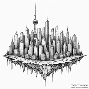 Dystopian city skyline - эскиз тату (№1749775563_0, 13.06.2025 00:46) — Tatufoto.com