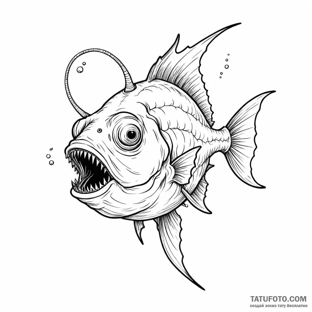 Deep-sea anglerfish — эскиз тату (№1749776243_0, 13.06.2025 00:57) — Tatufoto.com
