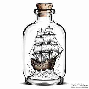 Ship in a bottle - эскиз тату (№1749776951_0, 13.06.2025 01:09) — Tatufoto.com