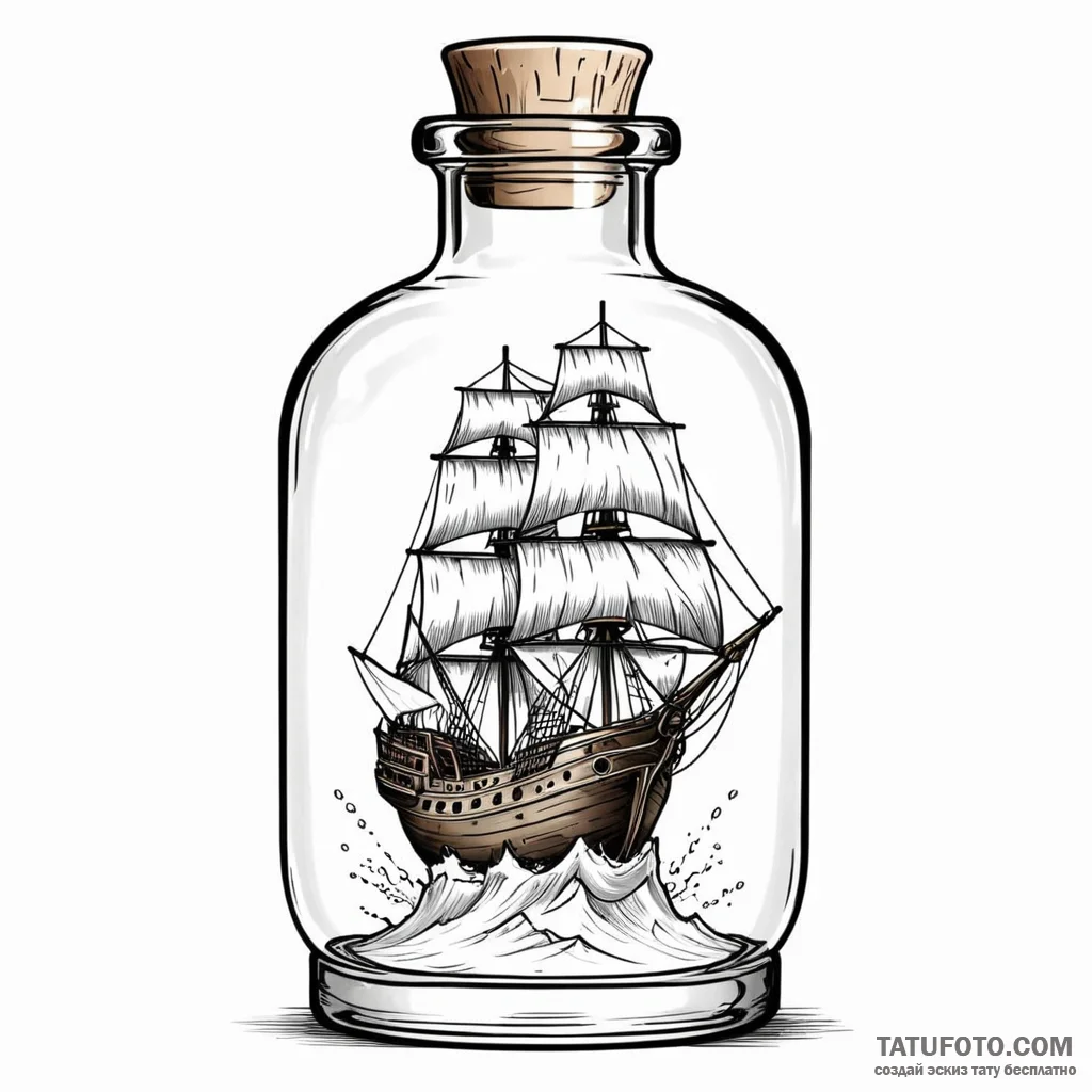 Ship in a bottle — эскиз тату (№1749776951_0, 13.06.2025 01:09) — Tatufoto.com