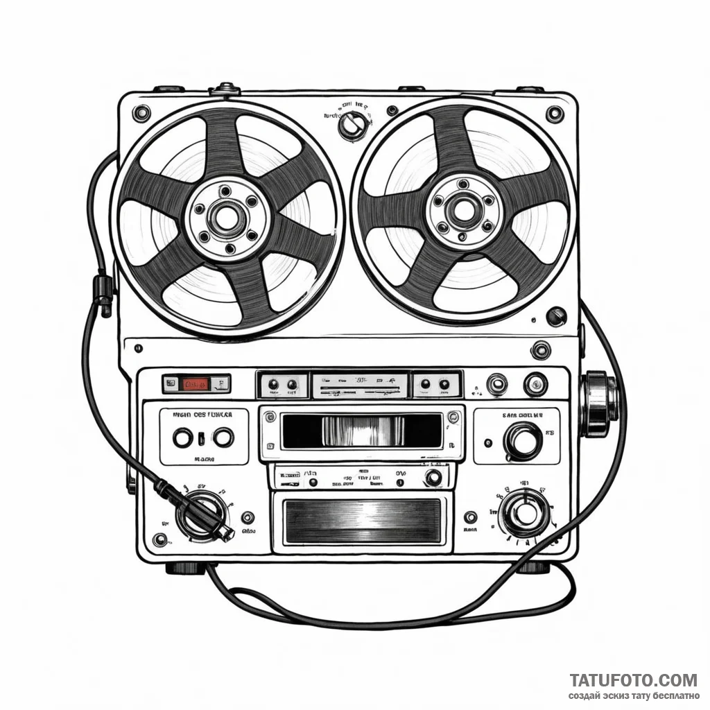 Reel-to-reel tape player — эскиз тату (№1749777470_0, 13.06.2025 01:17) — Tatufoto.com