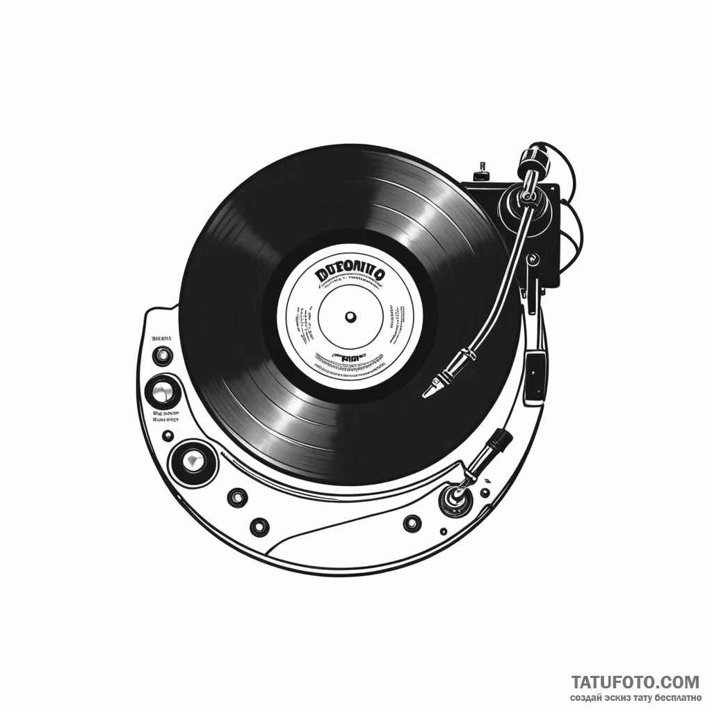 Vinyl record on a turntable — эскиз тату (№1749777535_0, 13.06.2025 01:18) — Tatufoto.com