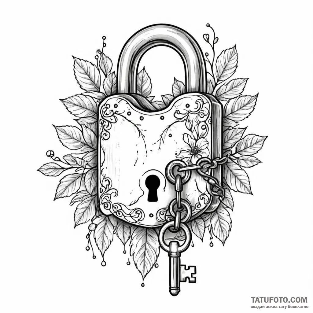 Lock and key (as a pair) — эскиз тату (№1749777662_0, 13.06.2025 01:21) — Tatufoto.com