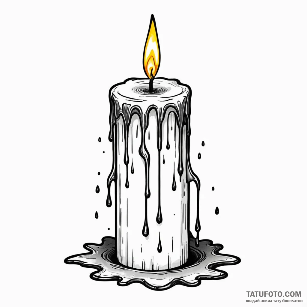 A lit candle dripping wax — эскиз тату (№1749777792_0, 13.06.2025 01:23) — Tatufoto.com