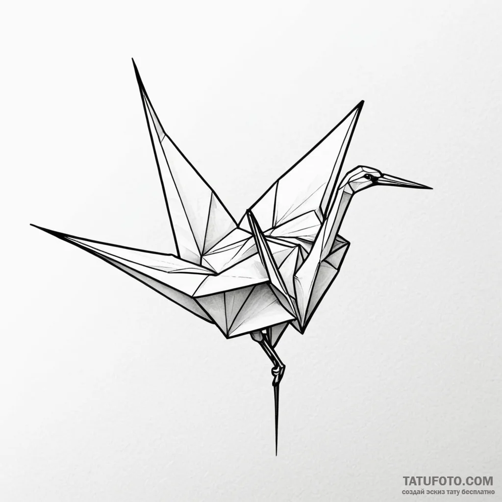 Origami crane — эскиз тату (№1749778819_0, 13.06.2025 01:40) — Tatufoto.com