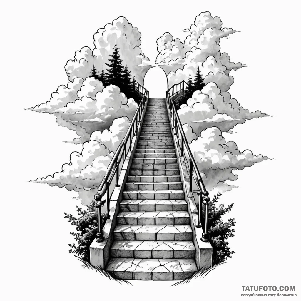Stairway to the clouds - эскиз тату (№1749779008_0, 13.06.2025 01:43) — Tatufoto.com