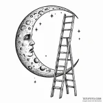 Ladder leaning on the moon — эскиз тату (№1749779071_0, 13.06.2025 01:44) — Tatufoto.com