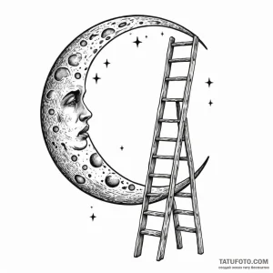 Ladder leaning on the moon - эскиз тату (№1749779071_0, 13.06.2025 01:44) — Tatufoto.com
