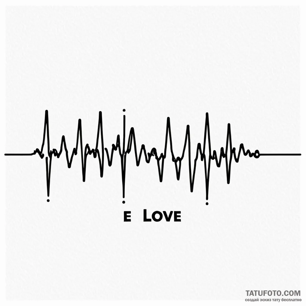 Audio waveform of a specific word (e.g., «lov… — эскиз тату (№1749779396_0, 13.06.2025 01:49) — Tatufoto.com