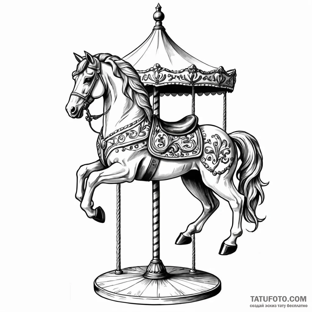 Carousel horse — эскиз тату (№1749779718_0, 13.06.2025 01:55) — Tatufoto.com
