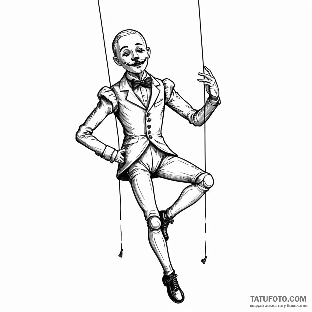 Marionette with cut strings — эскиз тату (№1749779976_0, 13.06.2025 01:59) — Tatufoto.com