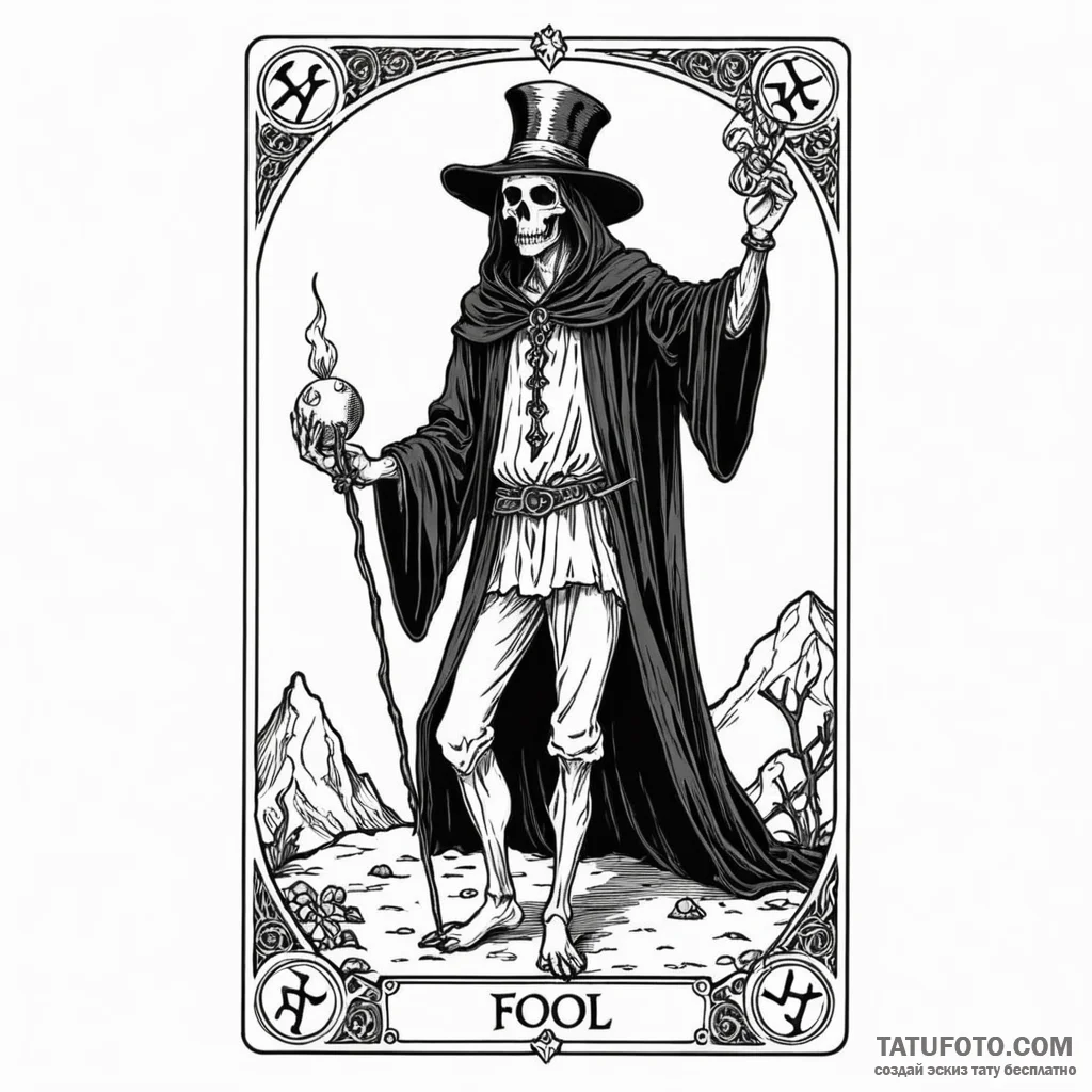 Tarot card (e.g., the fool, the magician, dea… — эскиз тату (№1749780229_0, 13.06.2025 02:03) — Tatufoto.com