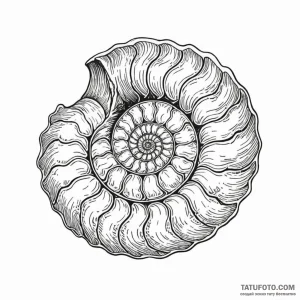 Ammonite fossil - эскиз тату (№1749780616_0, 13.06.2025 02:10) — Tatufoto.com