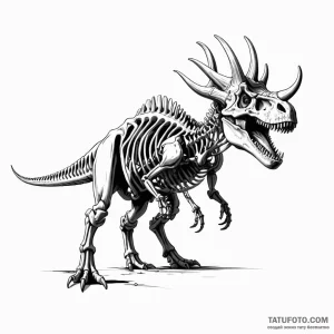 Dinosaur skeleton (t-rex, triceratops) - эскиз тату (№1749780746_0, 13.06.2025 02:12) — Tatufoto.com