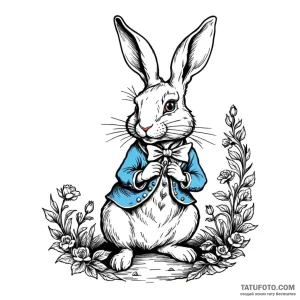 The white rabbit from alice in wonderland - эскиз тату (№1749780942_0, 13.06.2025 02:15) — Tatufoto.com