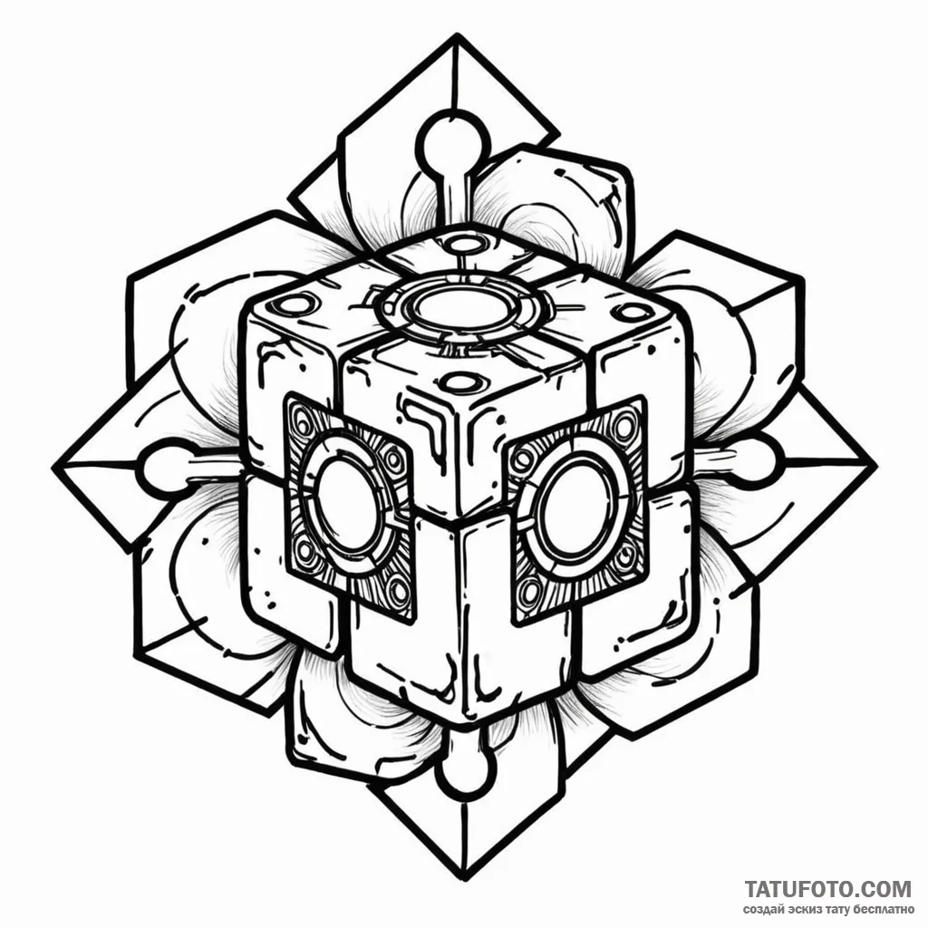Companion cube (from portal) — эскиз тату (№1749781274_0, 13.06.2025 02:21) — Tatufoto.com
