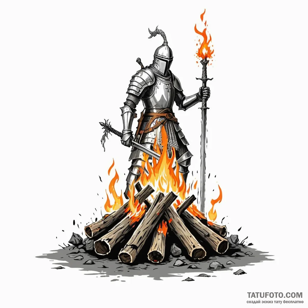 A «bonfire» from dark souls — эскиз тату (№1749781405_0, 13.06.2025 02:23) — Tatufoto.com