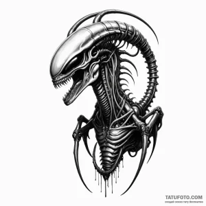 A xenomorph from alien - эскиз тату (№1749781727_0, 13.06.2025 02:28) — Tatufoto.com