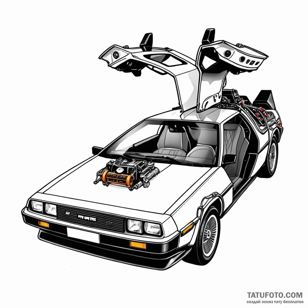 The delorean time machine — эскиз тату (№1749781921_0, 13.06.2025 02:32) — Tatufoto.com