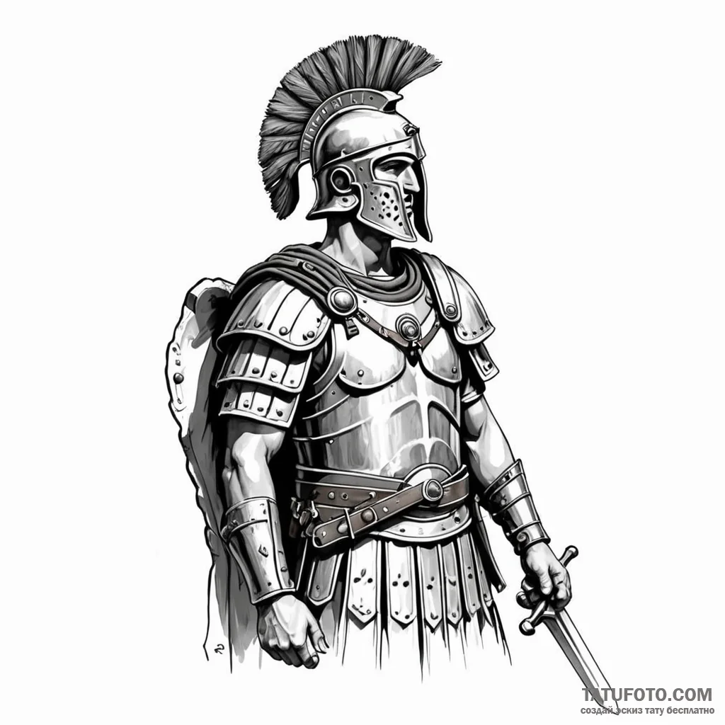 Roman legionary - эскиз тату (№1749782510_0, 13.06.2025 02:41) — Tatufoto.com