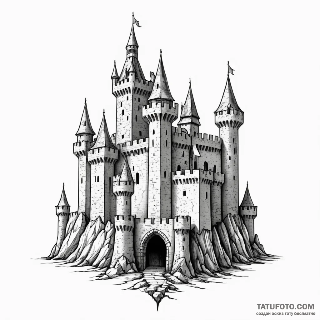 Medieval castle siege - эскиз тату (№1749782706_0, 13.06.2025 02:45) — Tatufoto.com