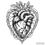 Anatomical heart as a cage with a bird inside — эскиз тату (№1749783451_0, 13.06.2025 02:57) — Tatufoto.com