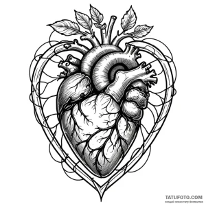 Anatomical heart as a cage with a bird inside - эскиз тату (№1749783451_0, 13.06.2025 02:57) — Tatufoto.com