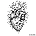 Anatomical heart with roots growing into the… — эскиз тату (№1749783516_0, 13.06.2025 02:58) — Tatufoto.com
