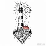 Lighthouse beam revealing constellations — эскиз тату (№1749783648_0, 13.06.2025 03:00) — Tatufoto.com
