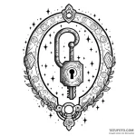 A key unlocking a galaxy in a keyhole — эскиз тату (№1749783715_0, 13.06.2025 03:01) — Tatufoto.com
