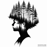 A human silhouette filled with a forest — эскиз тату (№1749783784_0, 13.06.2025 03:03) — Tatufoto.com