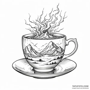 A teacup with a storm inside - эскиз тату (№1749784054_0, 13.06.2025 03:07) — Tatufoto.com