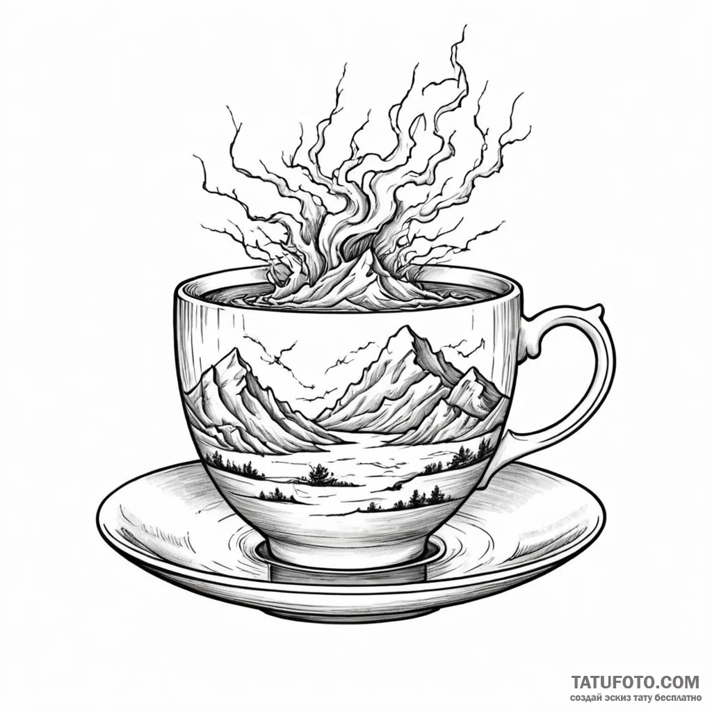 A teacup with a storm inside — эскиз тату (№1749784054_0, 13.06.2025 03:07) — Tatufoto.com