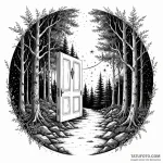 An open door in the middle of a forest leadin… — эскиз тату (№1749784322_0, 13.06.2025 03:12) — Tatufoto.com