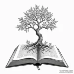 A tree growing out of an open book — эскиз тату (№1749784456_0, 13.06.2025 03:14) — Tatufoto.com