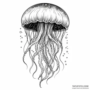 Jellyfish with tentacles made of cosmic nebul... - эскиз тату (№1749784589_0, 13.06.2025 03:16) — Tatufoto.com