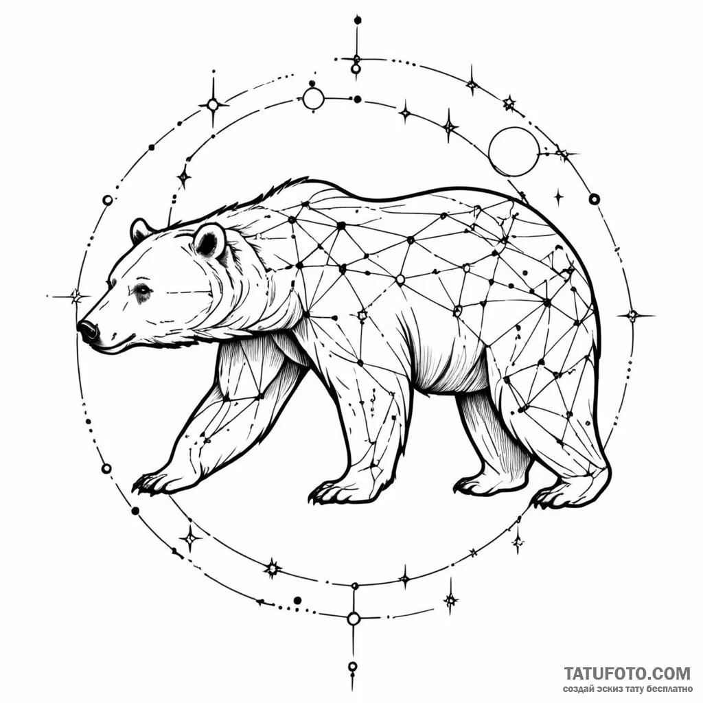 A bear made of constellations — эскиз тату (№1749784917_0, 13.06.2025 03:21) — Tatufoto.com