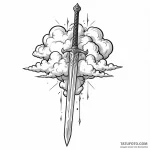 A sword piercing a cloud — эскиз тату (№1749785185_0, 13.06.2025 03:26) — Tatufoto.com