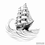 A ship sailing on a sea of sand — эскиз тату (№1749785250_0, 13.06.2025 03:27) — Tatufoto.com