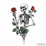 A skeleton watering a single living rose — эскиз тату (№1749785445_0, 13.06.2025 03:30) — Tatufoto.com