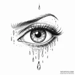 A single eye shedding a tear that becomes an… — эскиз тату (№1749785577_0, 13.06.2025 03:32) — Tatufoto.com