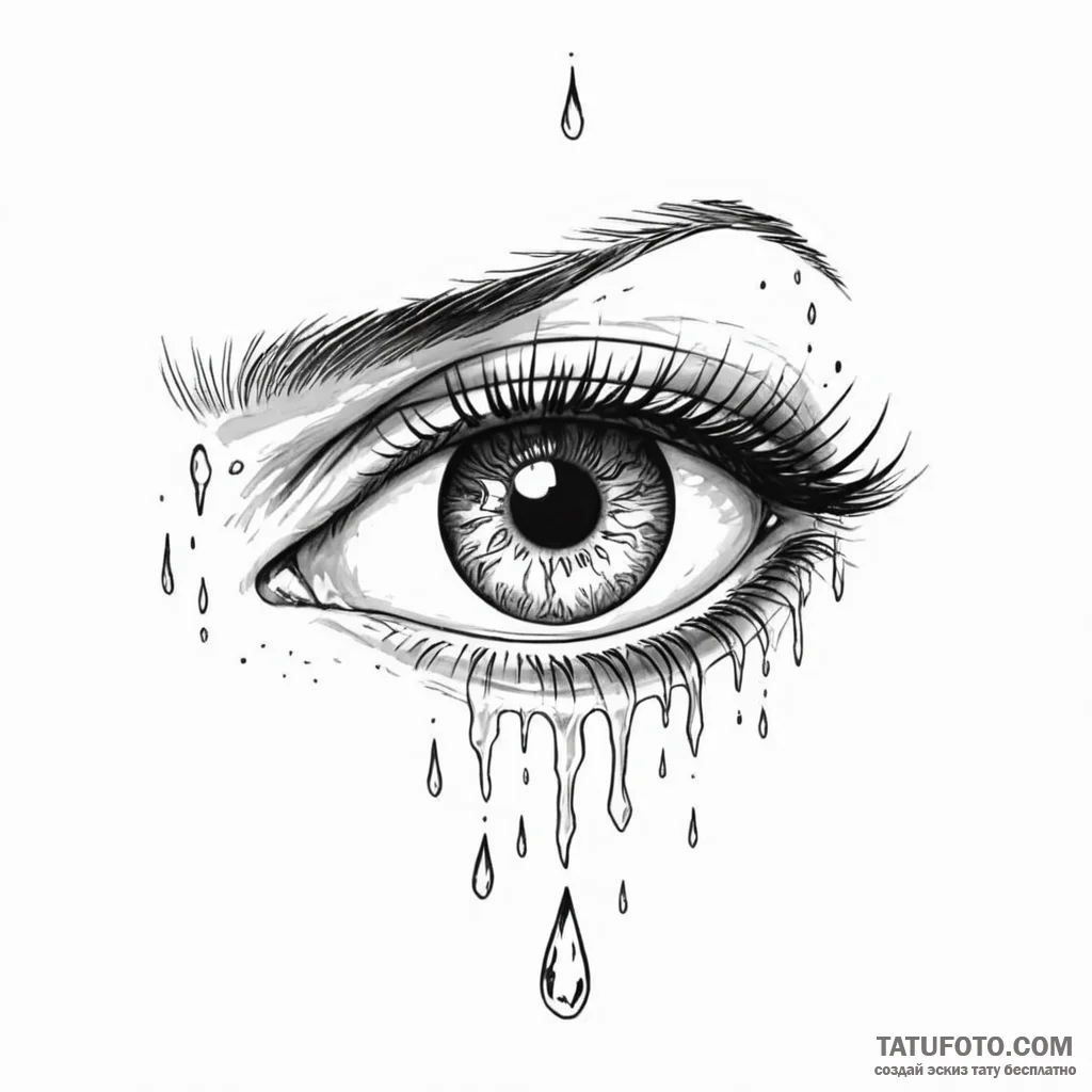 A single eye shedding a tear that becomes an... - эскиз тату (№1749785577_0, 13.06.2025 03:32) — Tatufoto.com