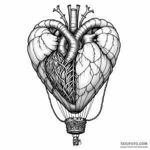 A hot air balloon made from a stitched-togeth... - эскиз тату (№1749786070_0, 13.06.2025 03:41) — Tatufoto.com