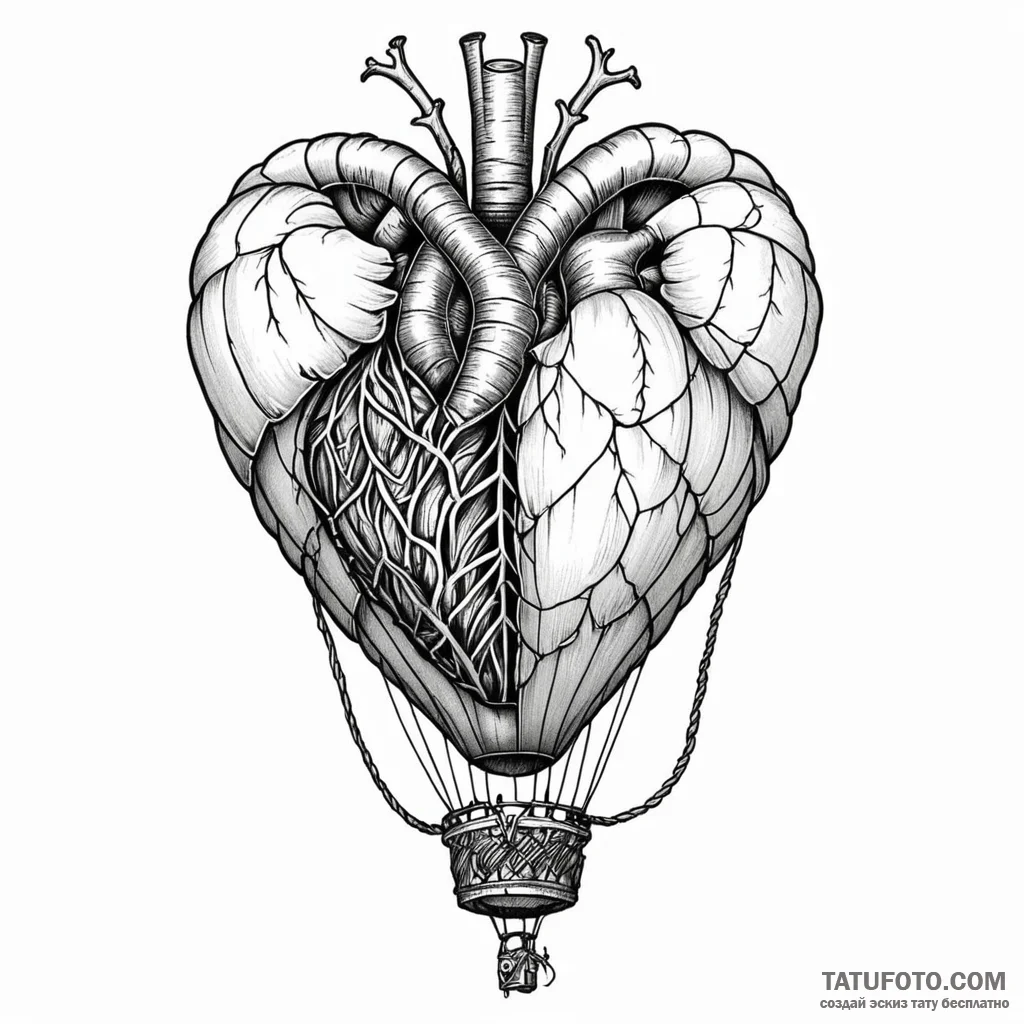 A hot air balloon made from a stitched-togeth… — эскиз тату (№1749786070_0, 13.06.2025 03:41) — Tatufoto.com