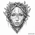 A human face made from interwoven tree branch… — эскиз тату (№1749786136_0, 13.06.2025 03:42) — Tatufoto.com