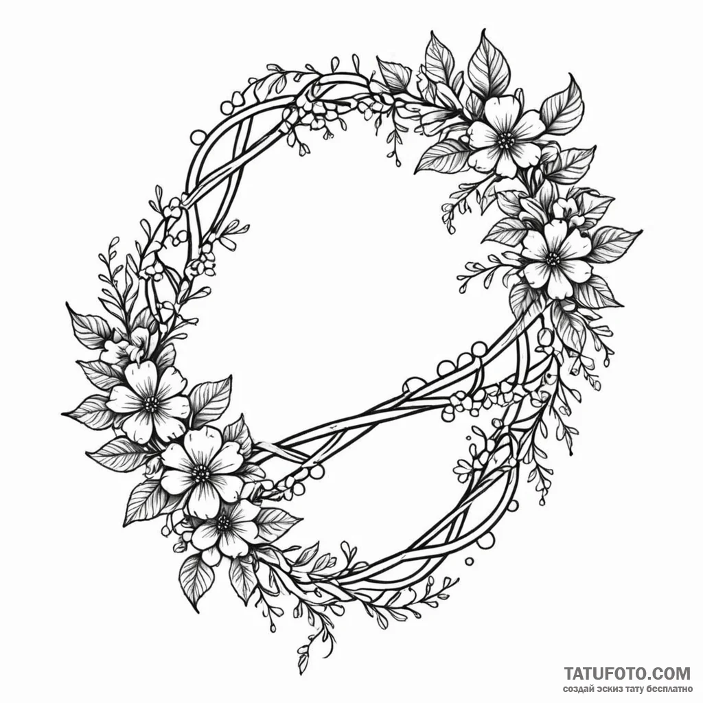 Dna helix intertwined with a floral vine - эскиз тату (№1749786461_0, 13.06.2025 03:47) — Tatufoto.com