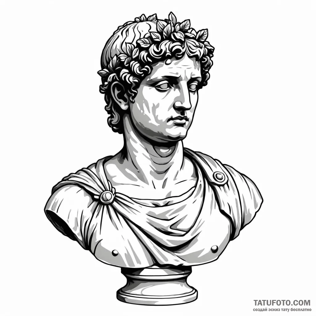 Vaporwave bust of a roman statue — эскиз тату (№1749786914_0, 13.06.2025 03:55) — Tatufoto.com